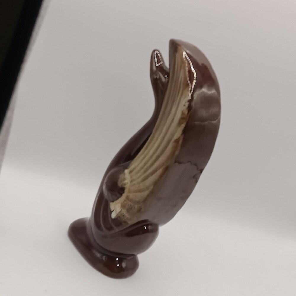 SWAN Brown Long Neck Bird and Console BOWL MCM Vintage REDWARE Japan