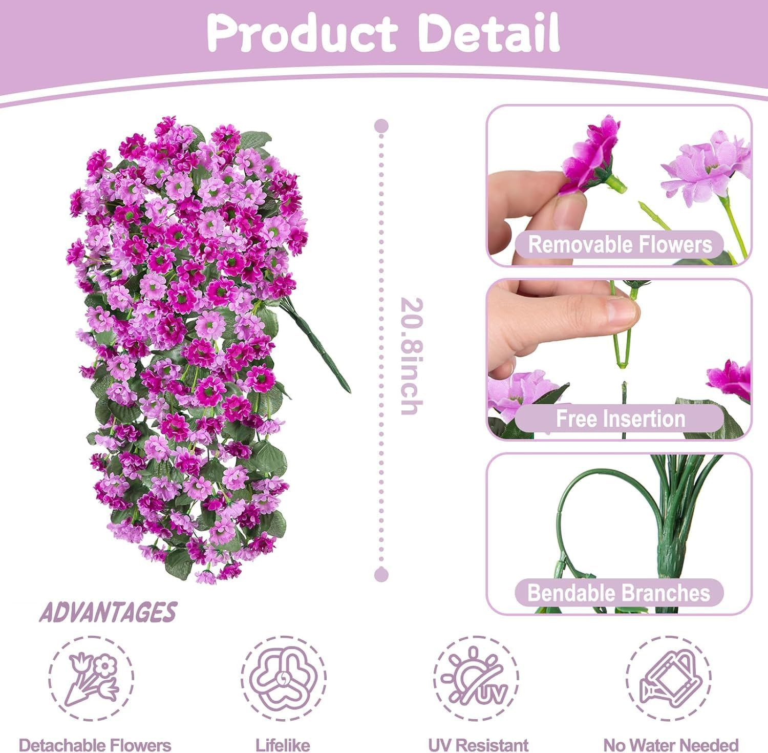 Artificial Daisies Hanging Baskets for Home Garden Patio Spring Decor
