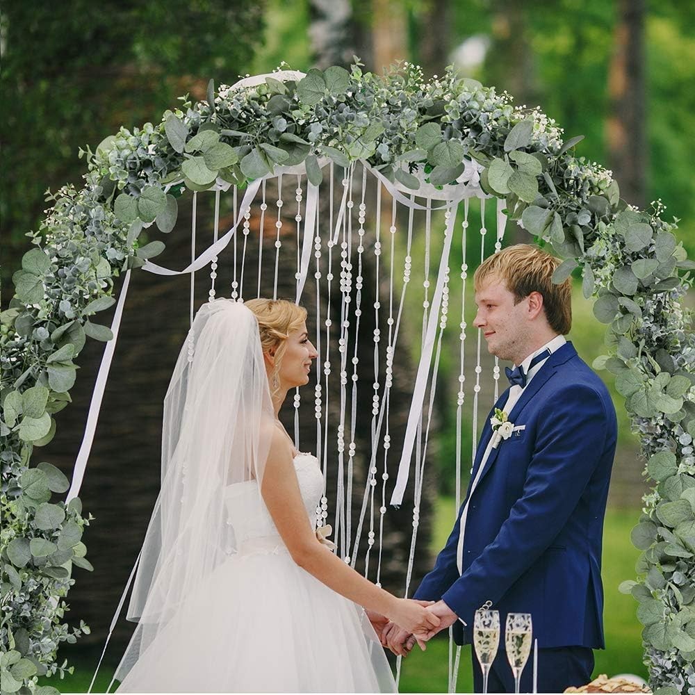5.9′ Faux Silver Dollar Eucalyptus Garland in Grey Green – Elegant Wedding Decor
