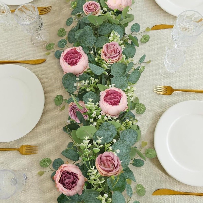 Vintage Artificial Peony Rose Garland Floral Decor Wedding Party Home Decoration