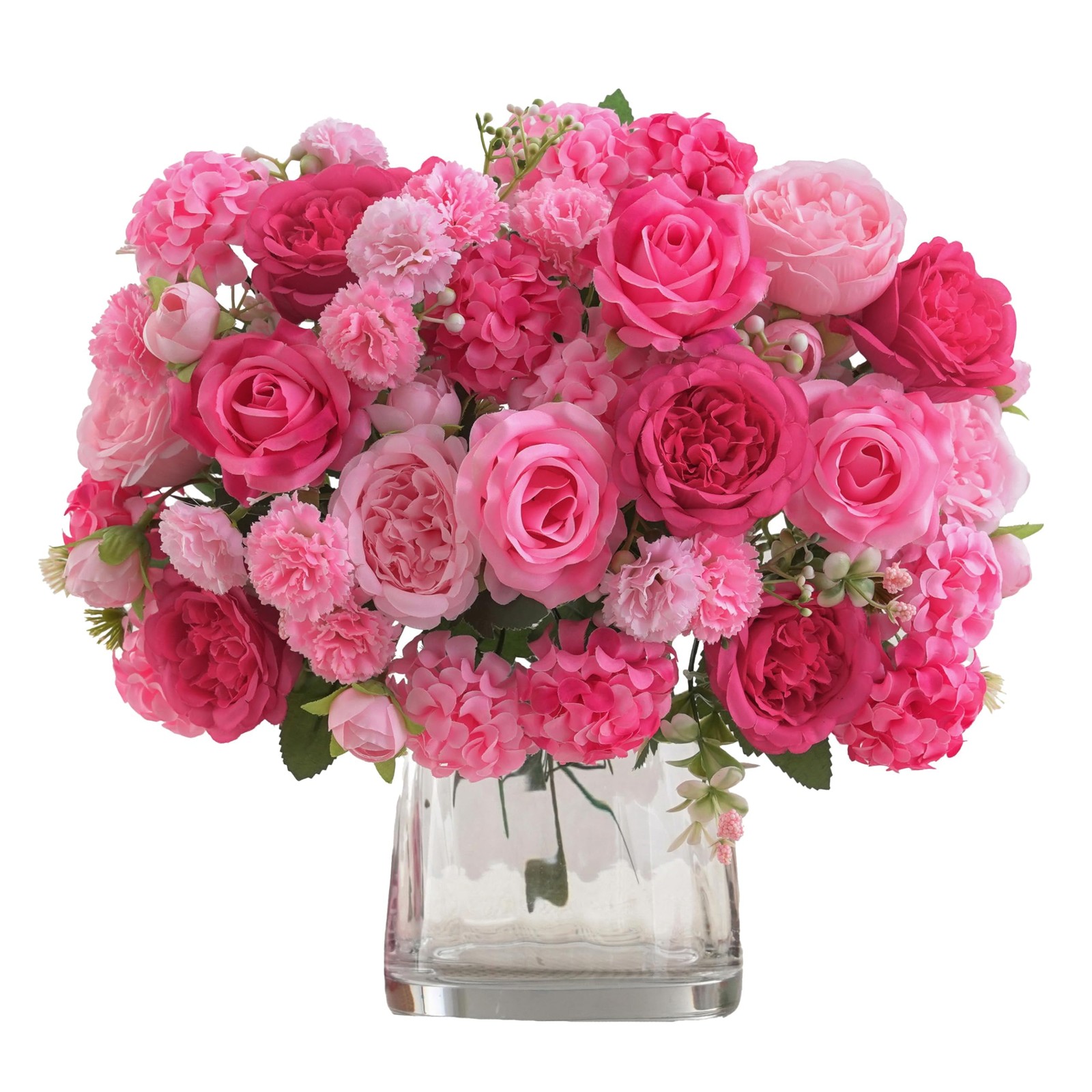 8 Pcs Mixed Artificial Peony Flowers Set-4 Bouquets & 4 Stems, Pink Fake Peon…