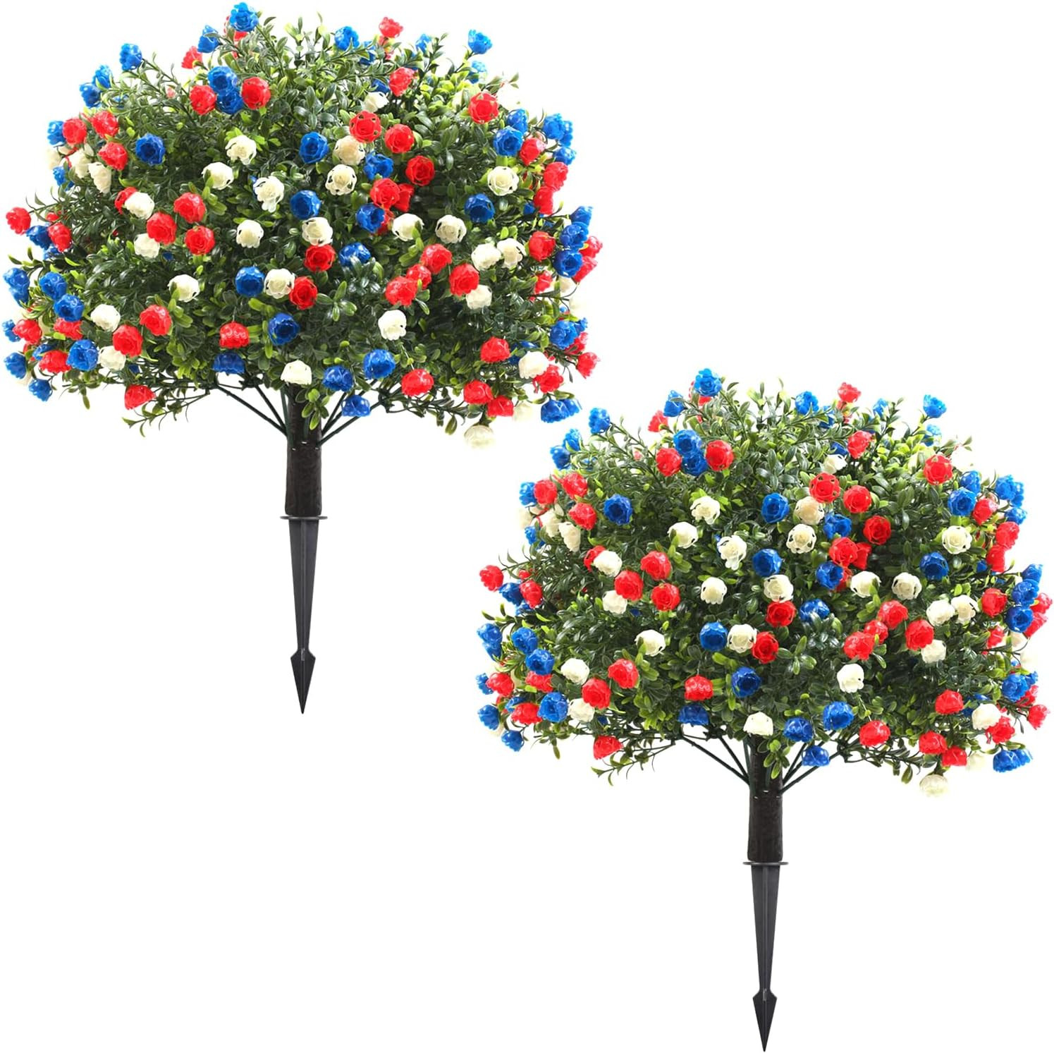 2 Pack 27.5″ UV Resistant Patriotic Ball Trees for 4th of July Decor