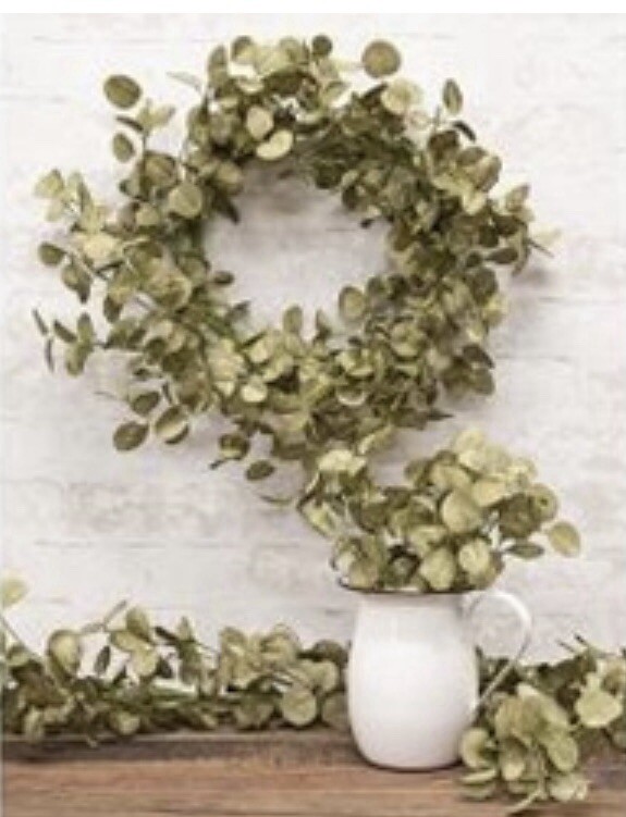Foamy Silver Dollar Wreath, Sage, 20”