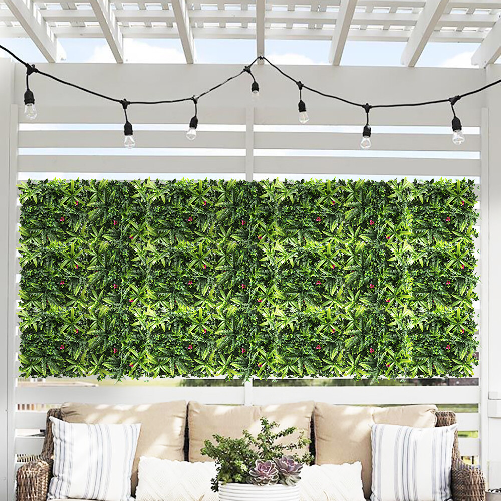 20″ Artificial Faux 3D Mix Leaves Wall Panel Fence Screen Home Outdoor Decor #07
