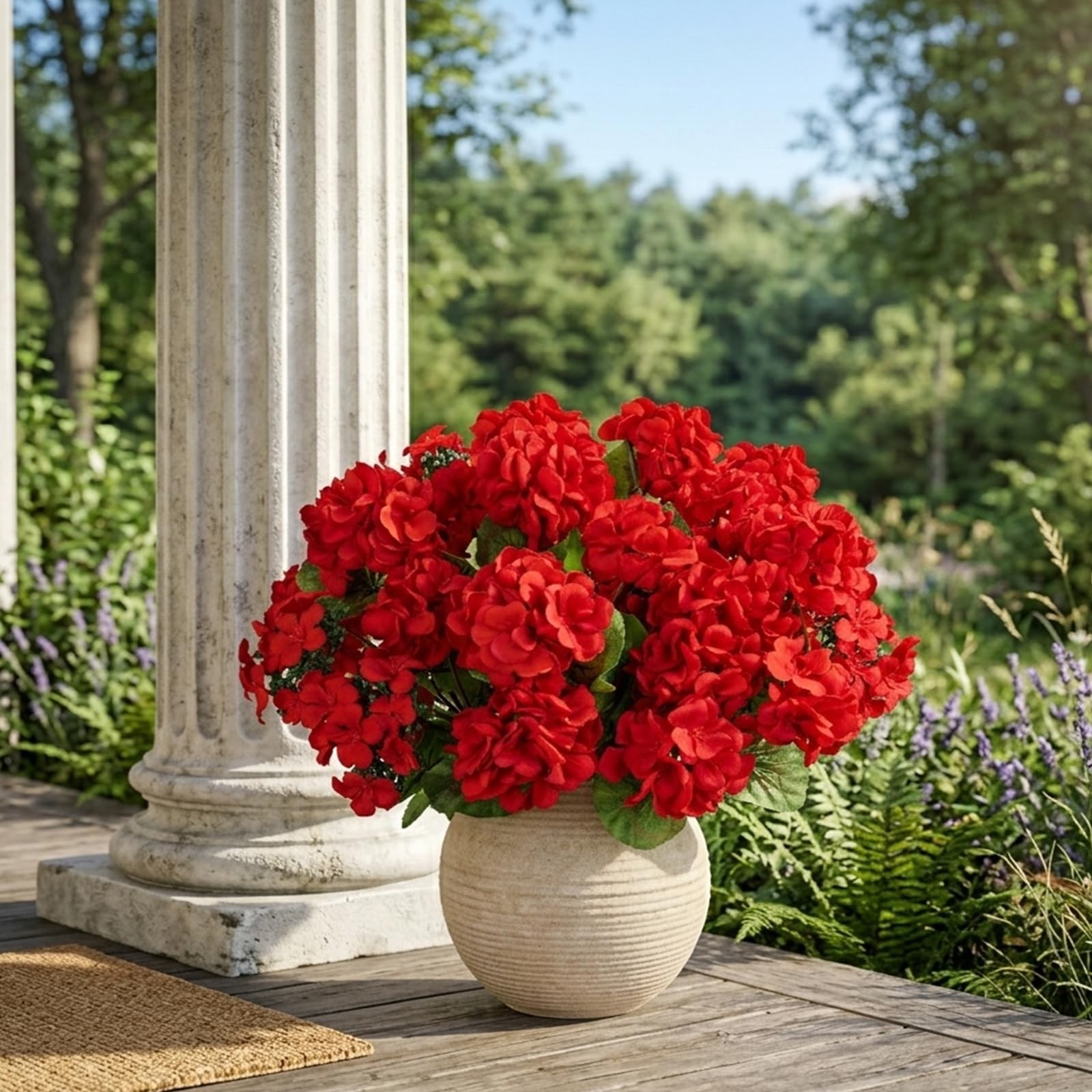 Artificial Geranium Flowers for Outdoor Planters — UV Resistant, Extra Full 1…