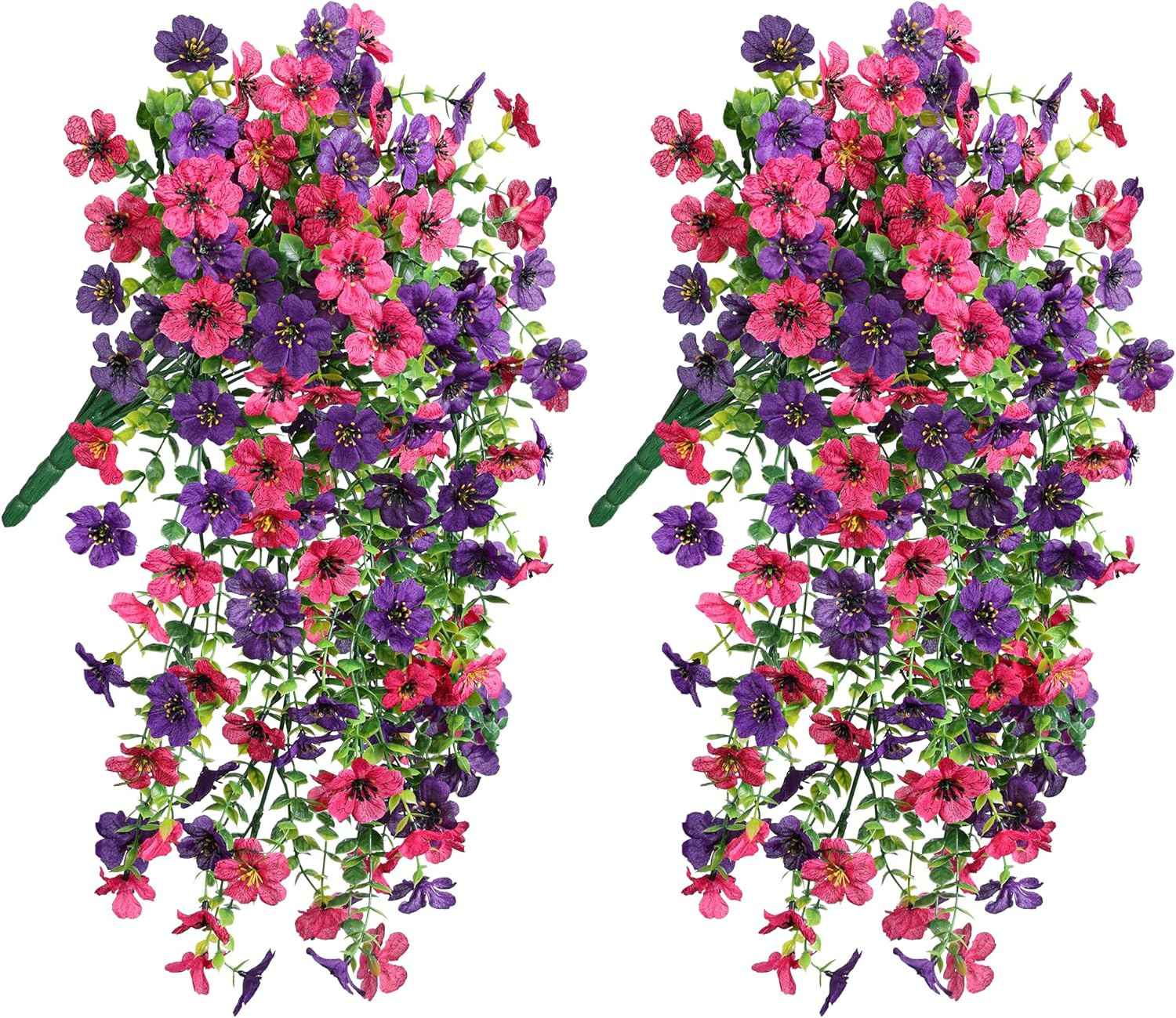 Artificial Flowers for Outdoors Decoration, 2Pcs Fake Hanging Spring Summer Deco