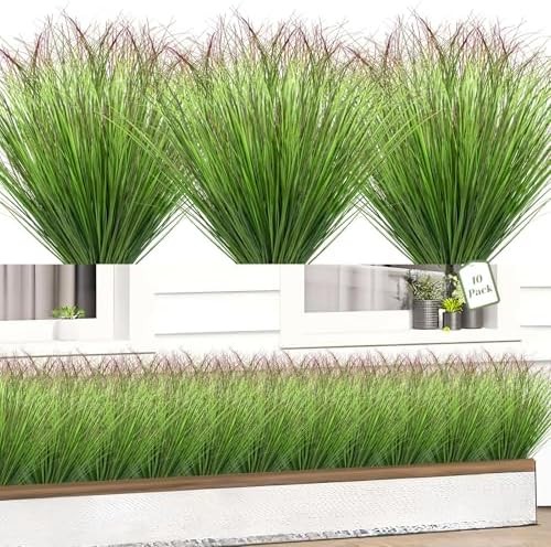 10 Bundles Fake Grass Plants Artificial Plants Outdoor Faux Plants Tall Shrubs W