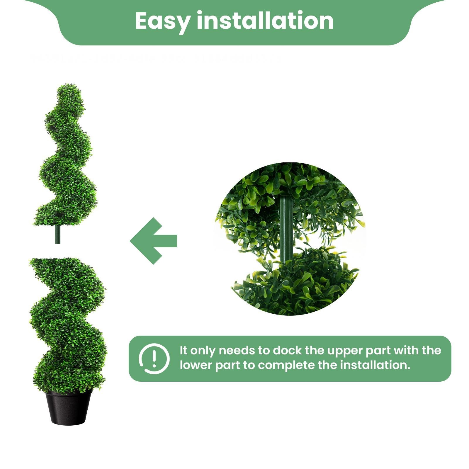 2PCS 3FT Topiary Trees Artificial UV Resistant Artificial Spiral Trees for Decor