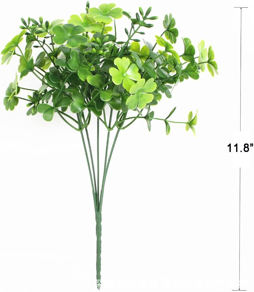 5-Piece Artificial Shamrock Flower Bush for St. Patrick’s Day Decor
