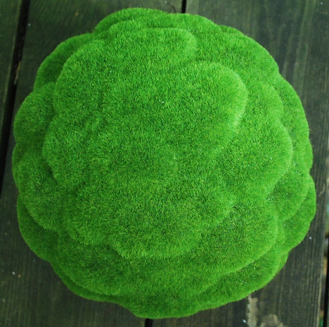 Vtg LARGE Green FAUX TURF GRASS TOPIARY KNOT/BALL 14″ Carved Textured Pattern