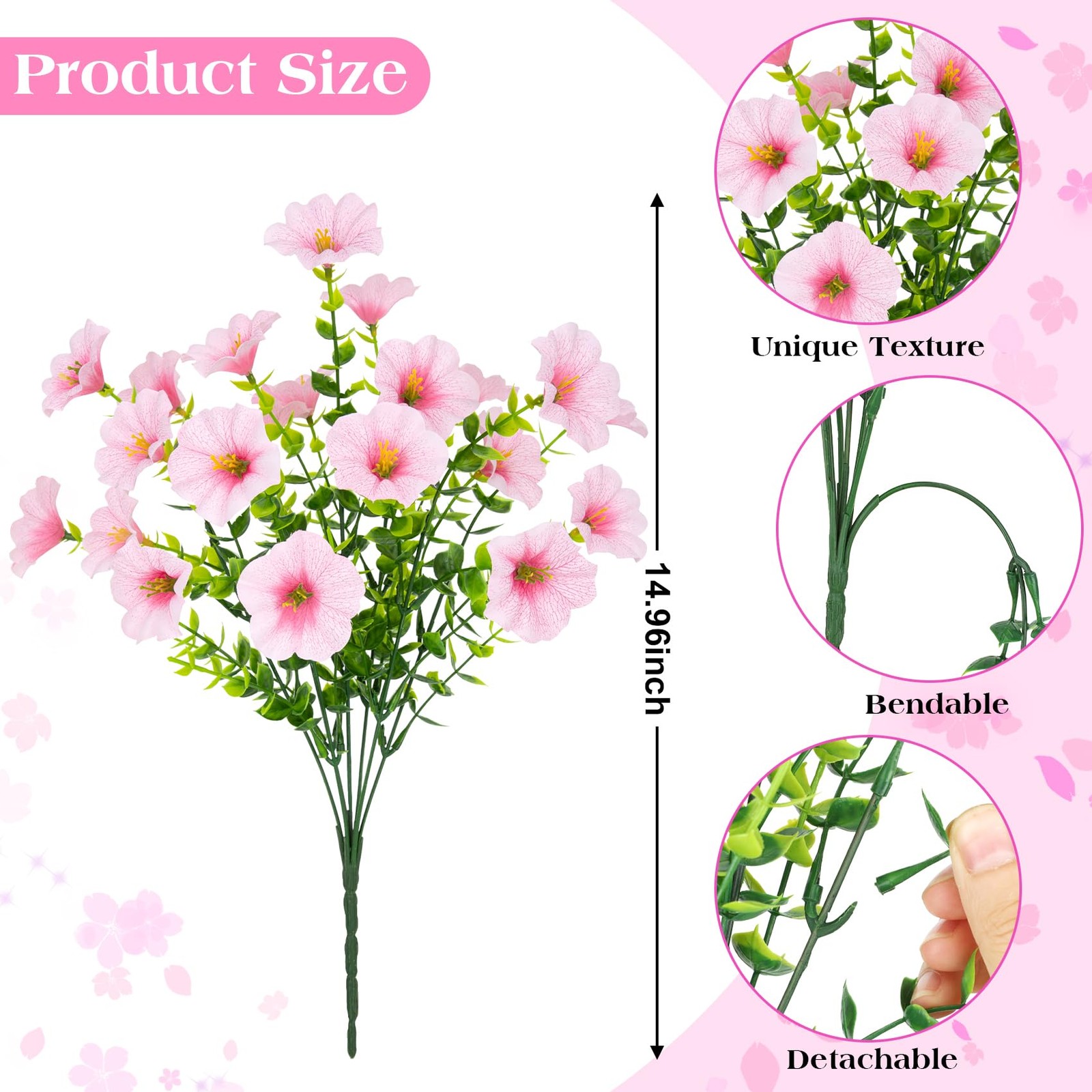 Roberly 12 Pcs Artificial Morning Glory Flowers for Outdoors, Pink