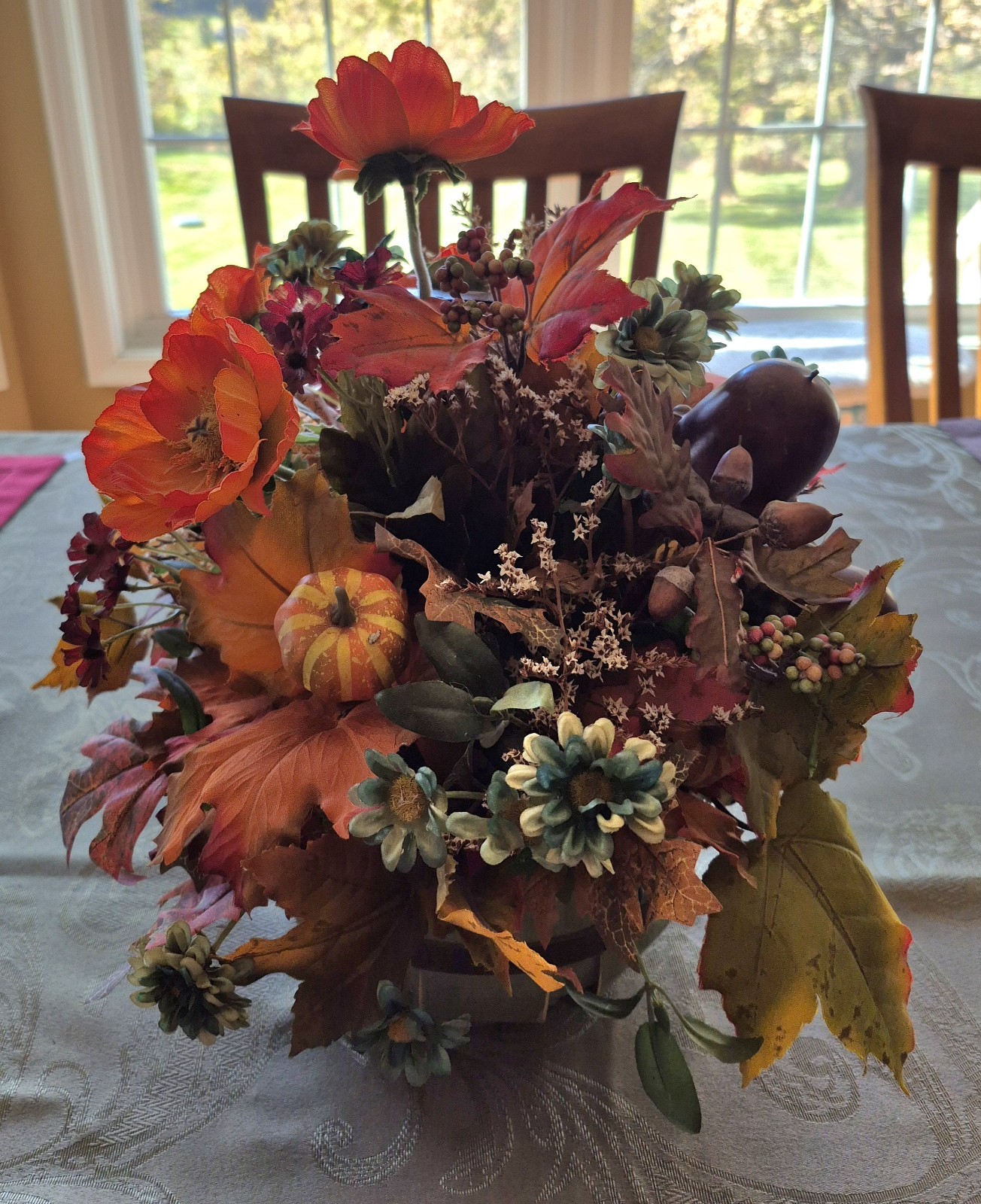 Autumn Fall Floral Basket Centerpiece Arrangement 18″