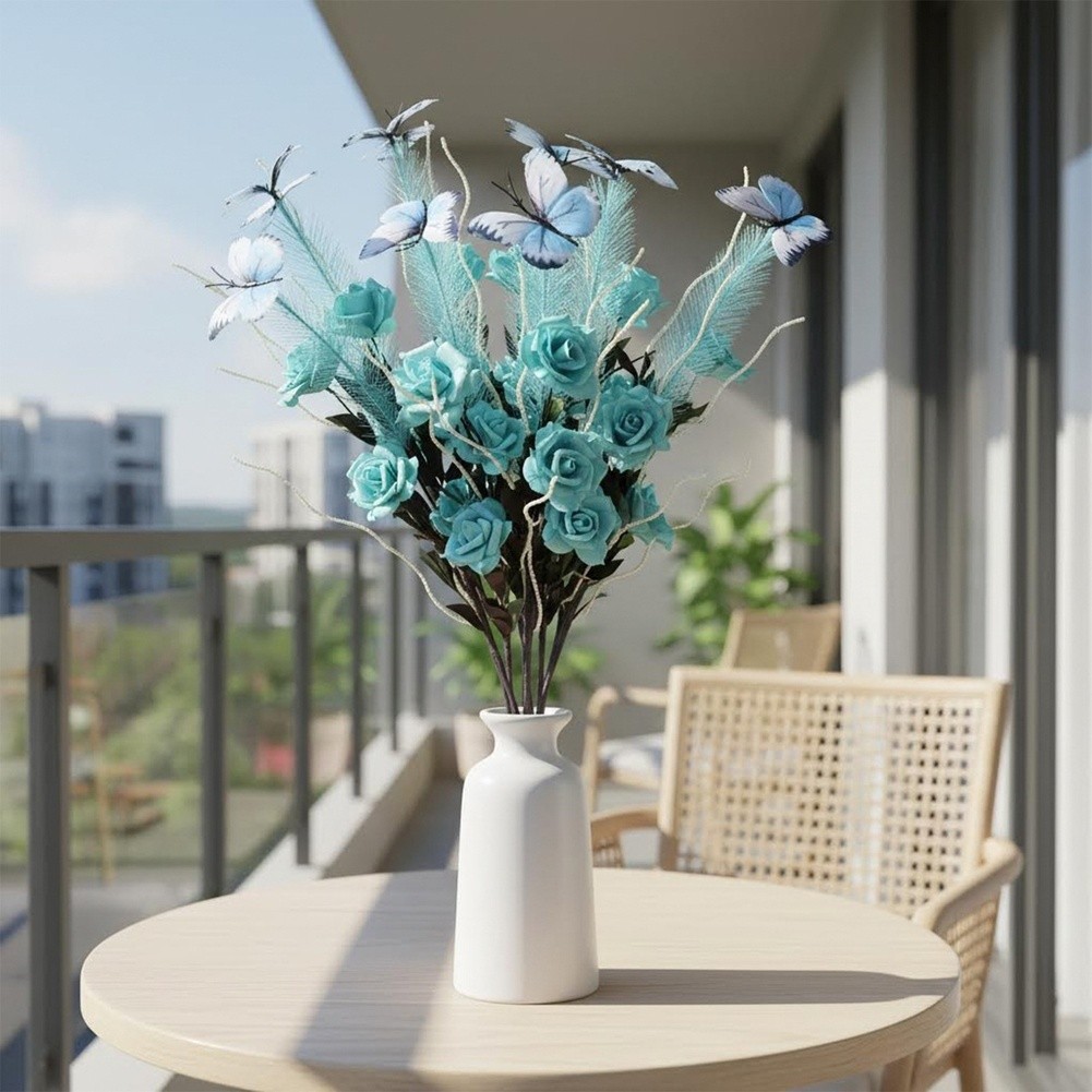Artificial Reed Flower Bouquet for Wedding Home Office Decor White Pink Yellow