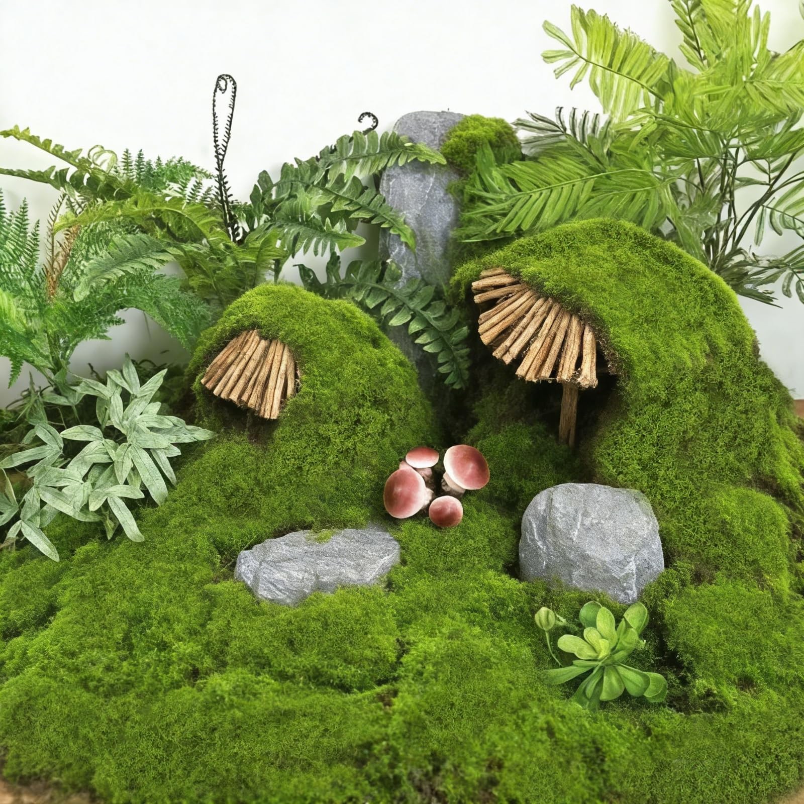 39.37×39.37 Inch Light Green Artificial Moss Mat Fake Decorative Craft Faux