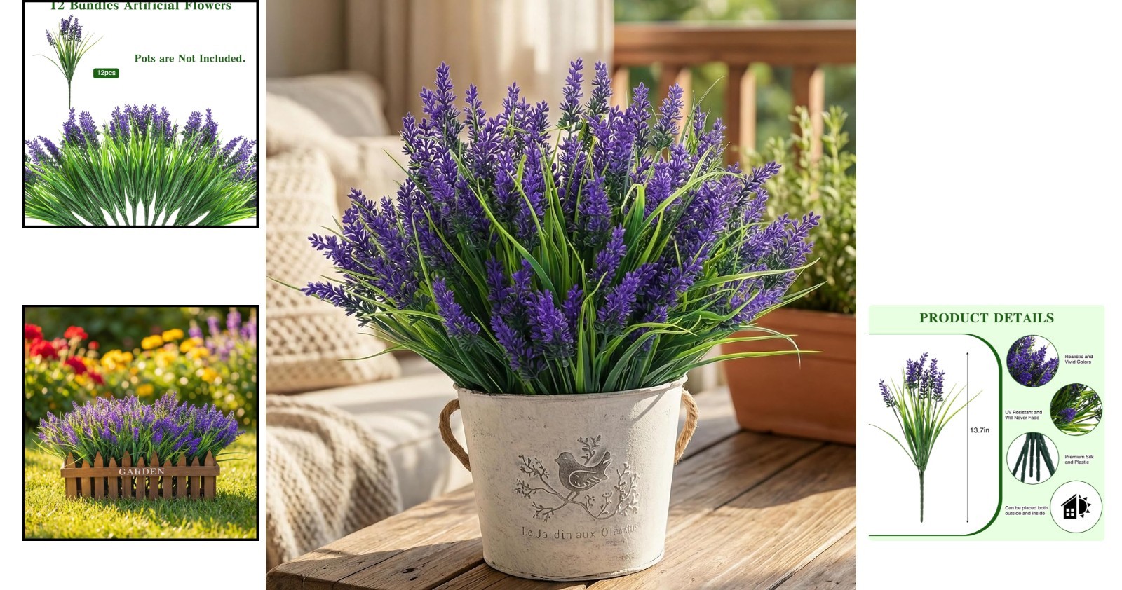 Vibrant 12-Count UV Resistant Fake Lavender Grass for -Round Home Charm