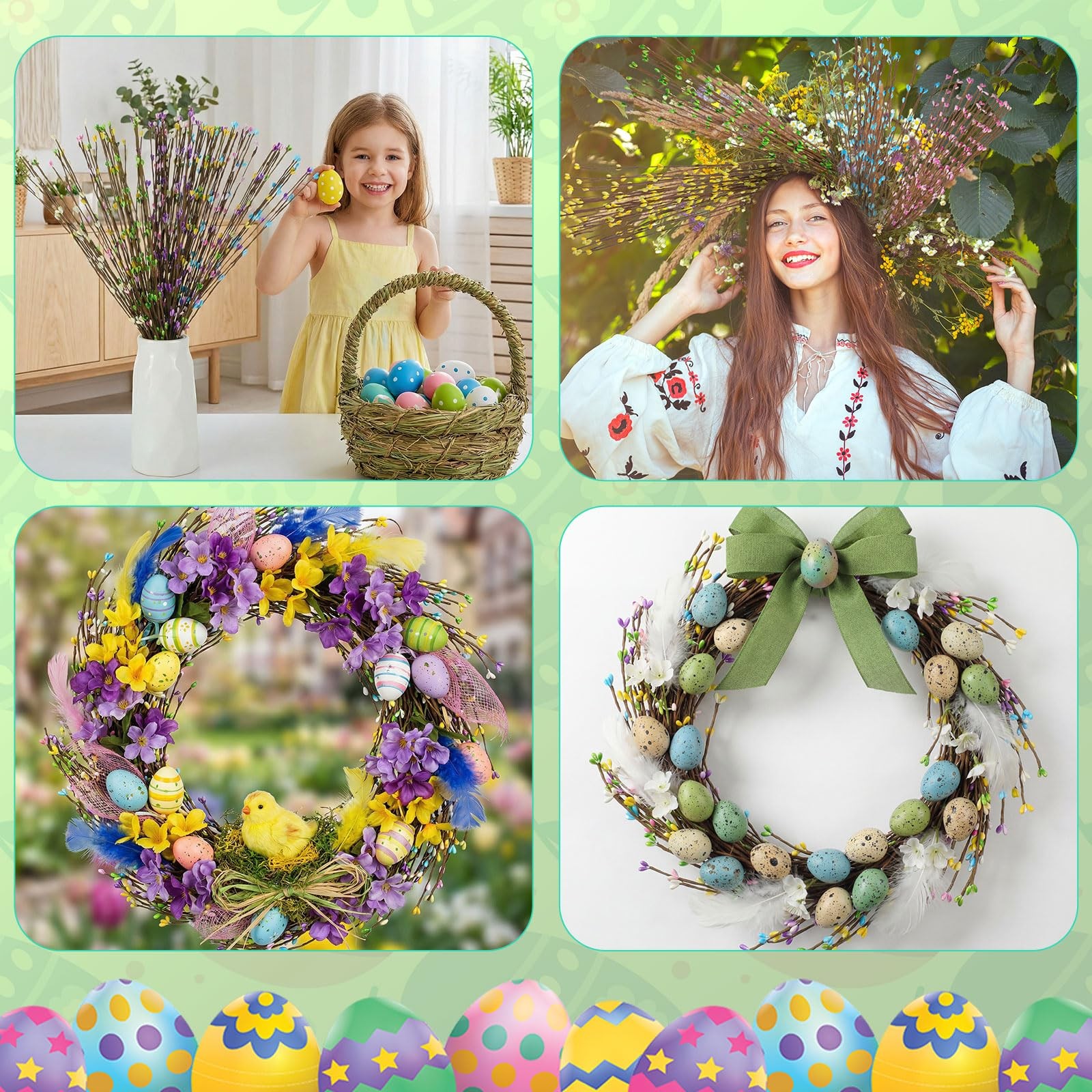 30 Pcs Easter Artificial Berry Garland Spring Pip Berry Sprays Pastel Picks S…