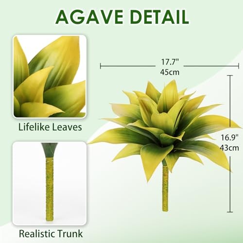 Fake Agave Plants 17.7 Inch Fake Succulents Plants 17.7″ Agave Yellow