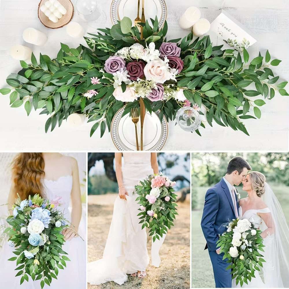 Artificial Italian Ruscus Greenery Stems 22” Faux Green Leaf Bouquet Home Decor