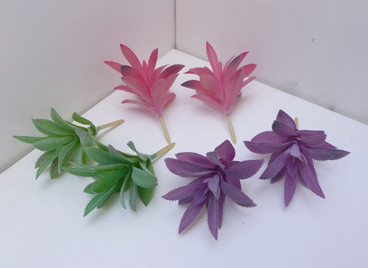 6 Pcs Artificial Plants Flocking Succulents Grass each colors of 2 (#155)