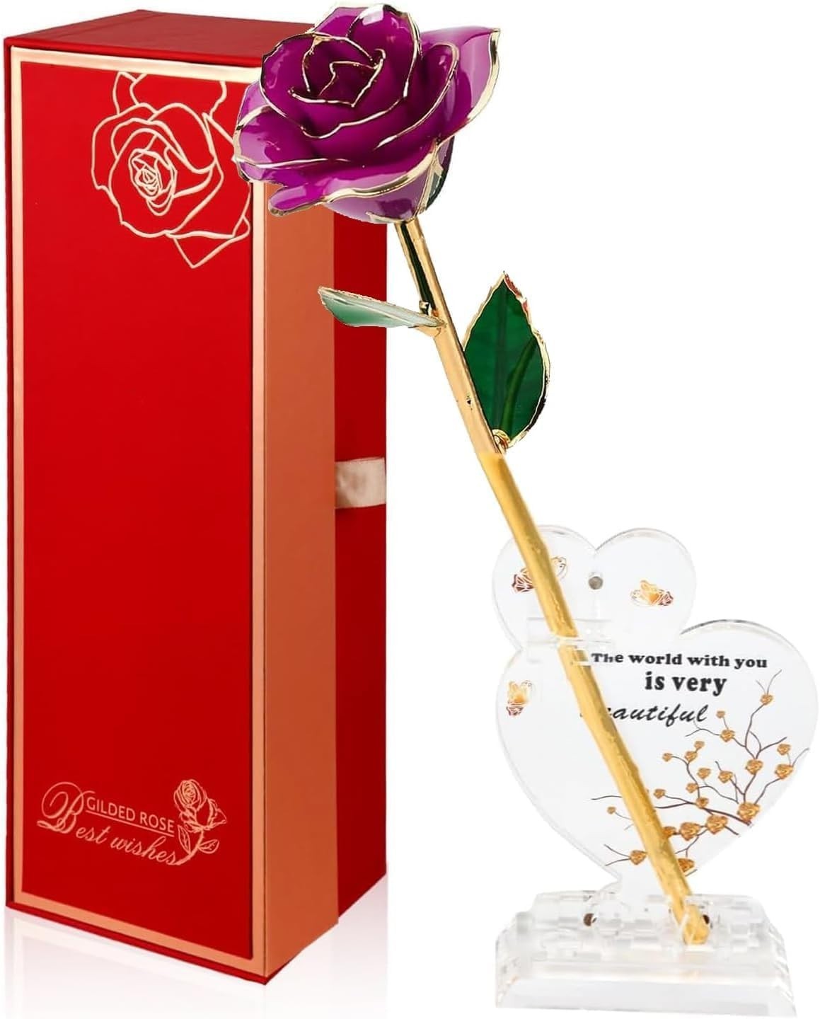 Mikasol Gold Dipped Real 24K Rose, 1 Pack Infinity Flower Decor