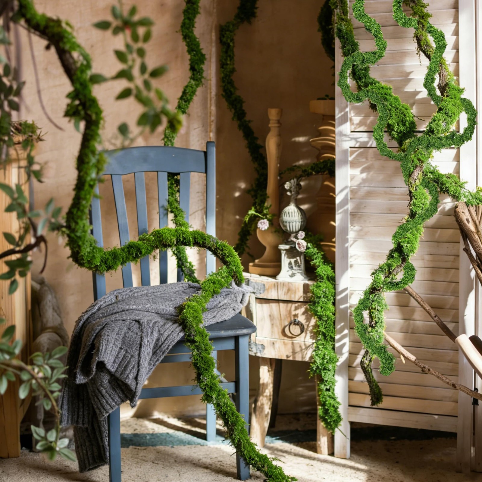 196.85 inch Artificial Moss Vine and Rattan Decorative Flower Garland for Cra…