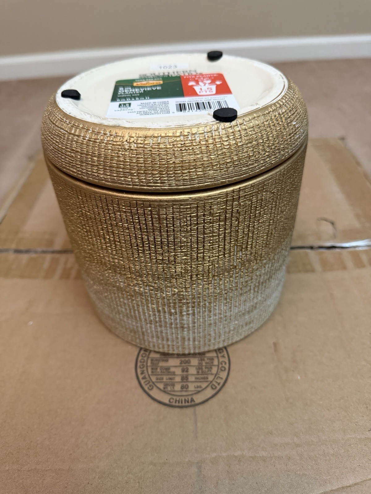 Vigoro Lot of 4 GENEVIEVE 6” Ceramic Pot Planter Gold Textured