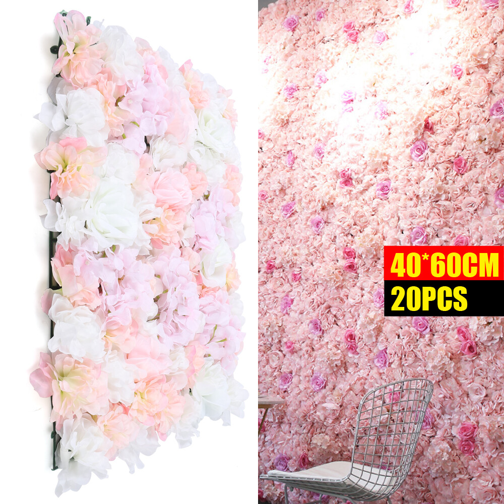 60x40cm Silk Rose Artificial Flower Wall Panel Wedding Party Backdrop Decoration