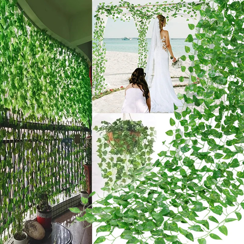 21M Artificial Green Leaves Ivy Vine Garland Creeper Rattan Fake Leaf Plants Han