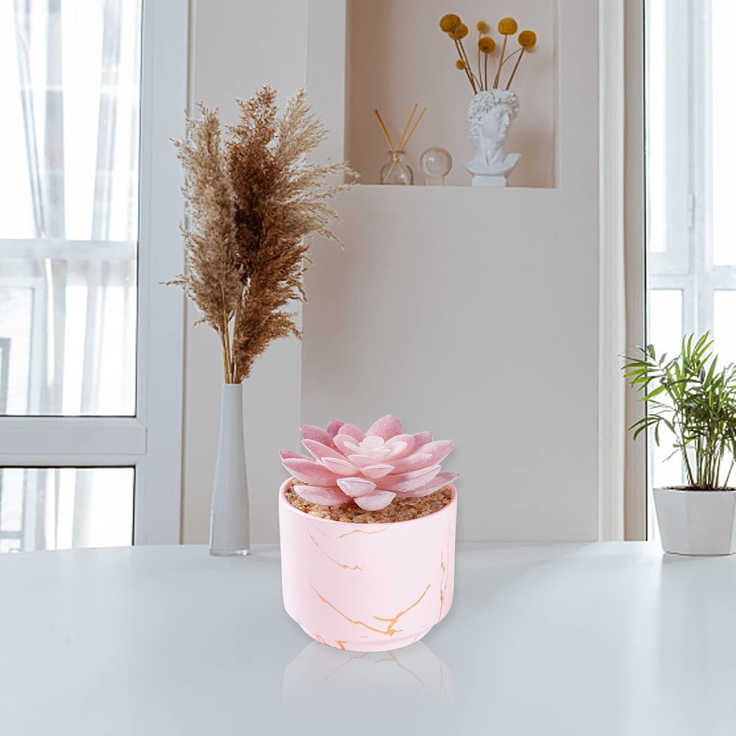 Charming Artificial Pink Succulent in Ceramic Pot – Cute Décor for All Rooms