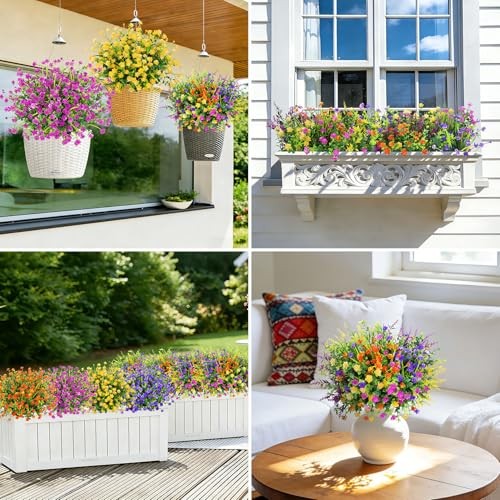 20 Bundles Artificial Flowers for Outdoors Fake Plastic 20 packs Mixedcolor