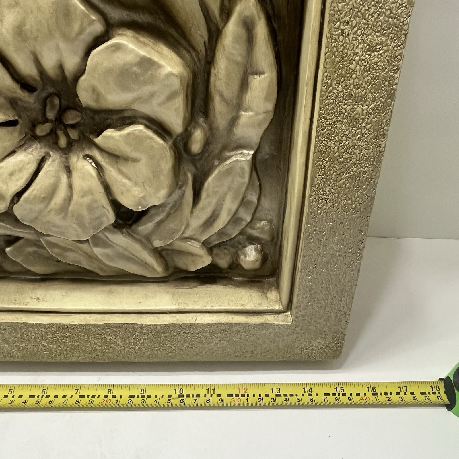 Bombay Company Flower Box Wall Decor Set Of 2 Champagne Color 3-D Stone 15×15”