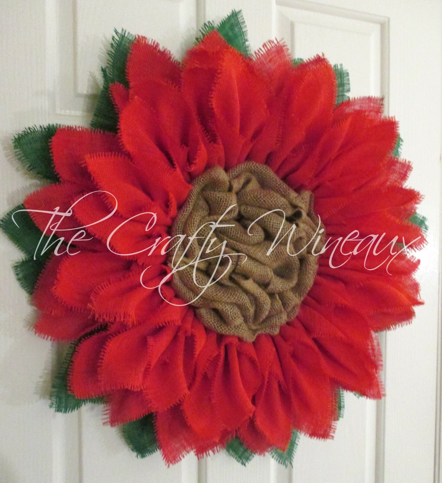 The Crafty Wineaux – Extra Thick 25″ Rich Coral Pink Burlap Sunflower Wreath