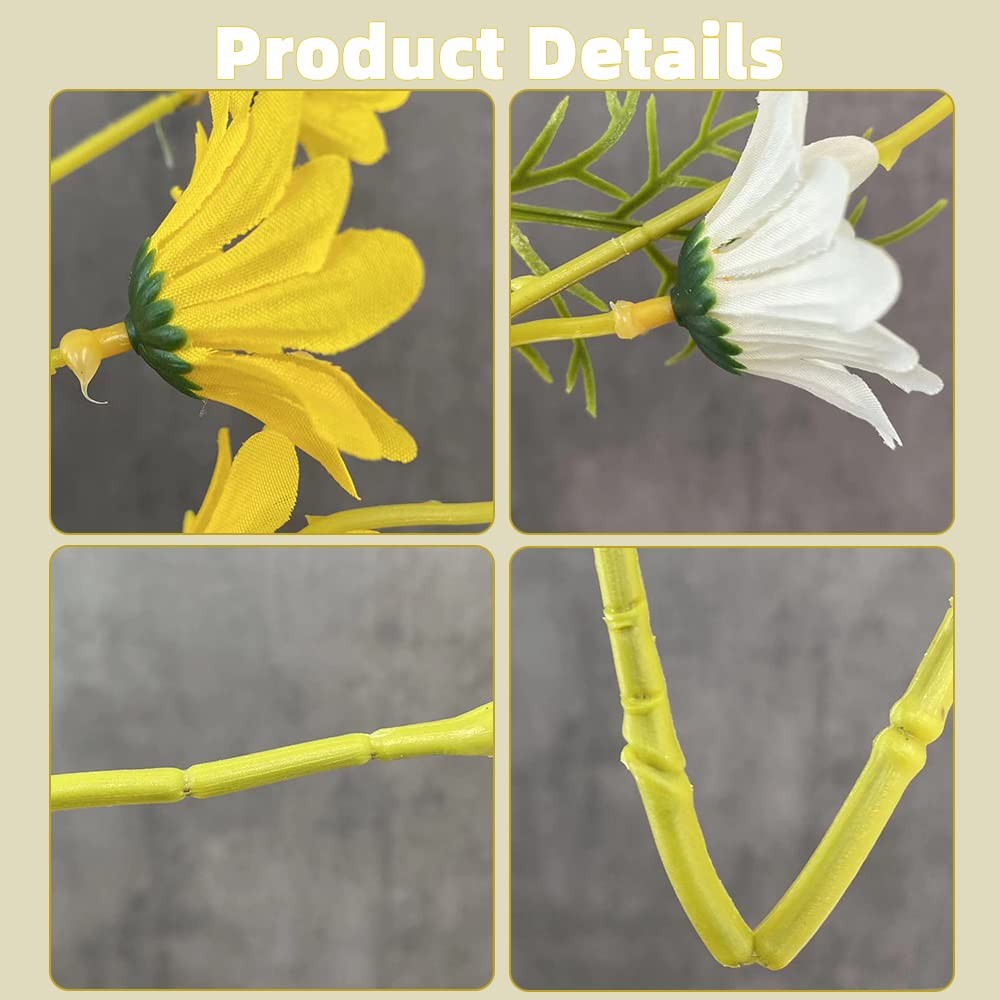 Artificial Daisy Flowers 6 Bundles 21” Faux Silk Daisy Flowers with Stems for…