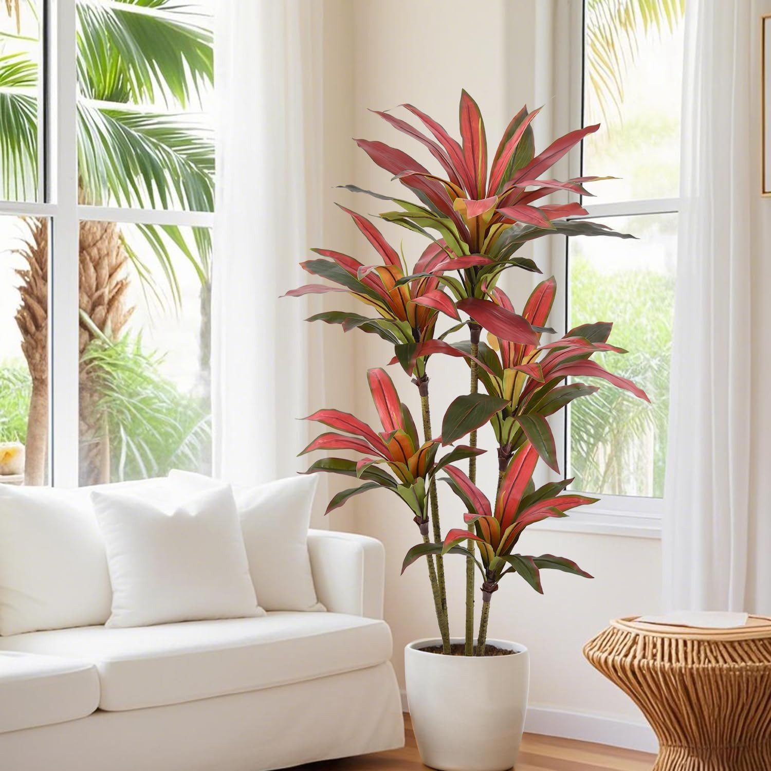 5Ft Artificial Dracaena Tree – Realistic Faux Silk Plant for Home & Office Decor