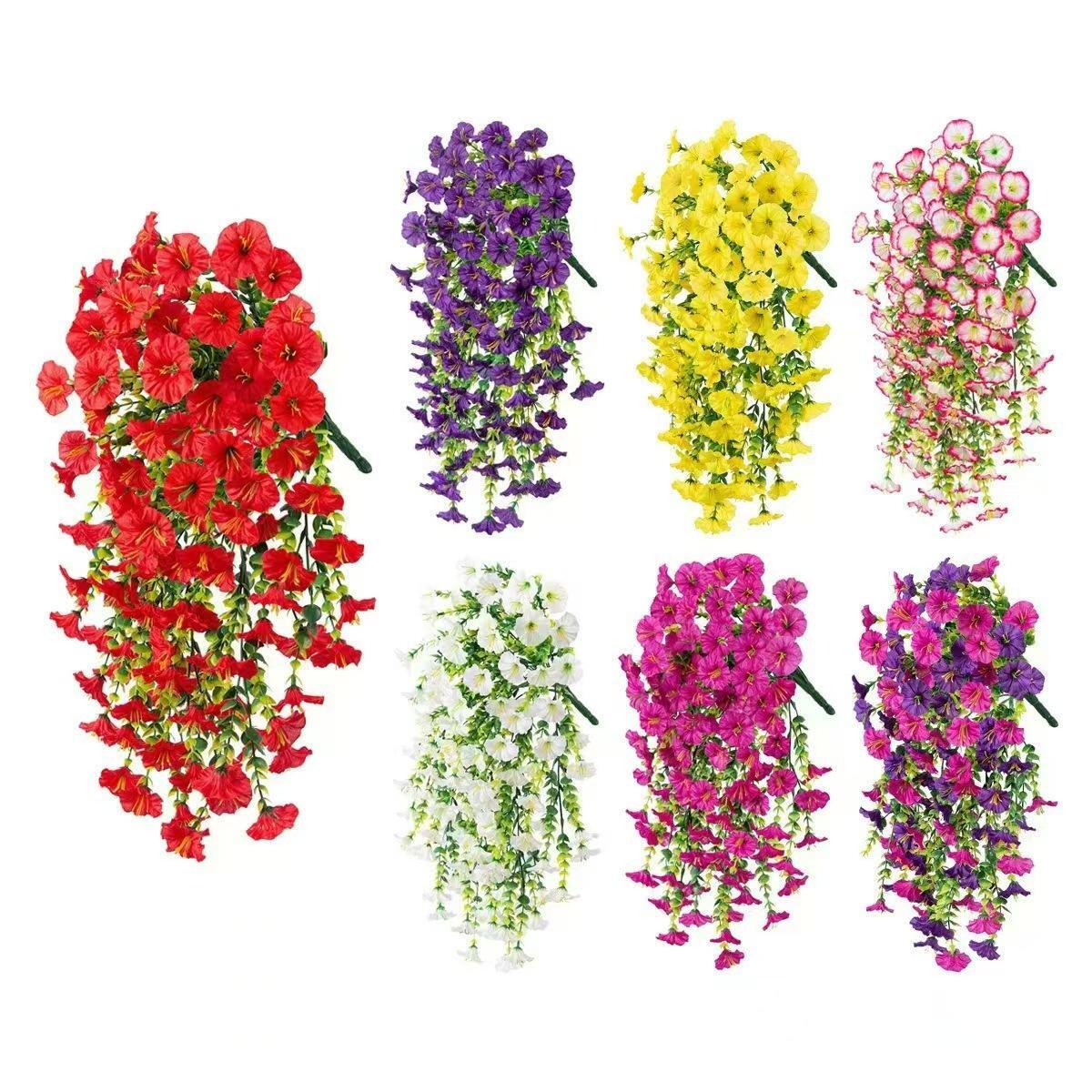 “Faux Silk Morning Glory Flowers – UV Resistant Hanging Plants for Patio Decor”