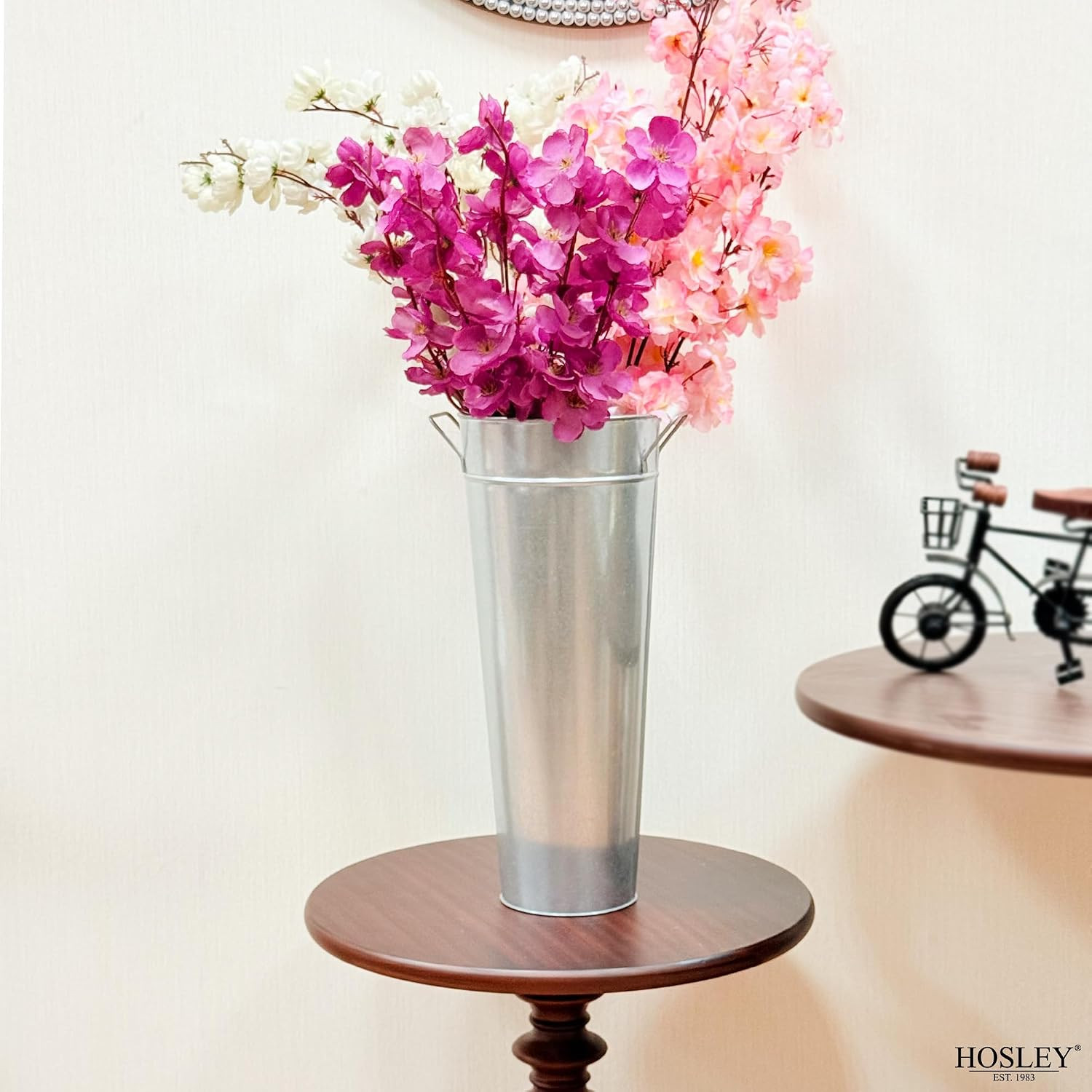 Galvanized French Bucket Vase with Handles 6″ Dia X 15″ H- Perfect for Weddings,
