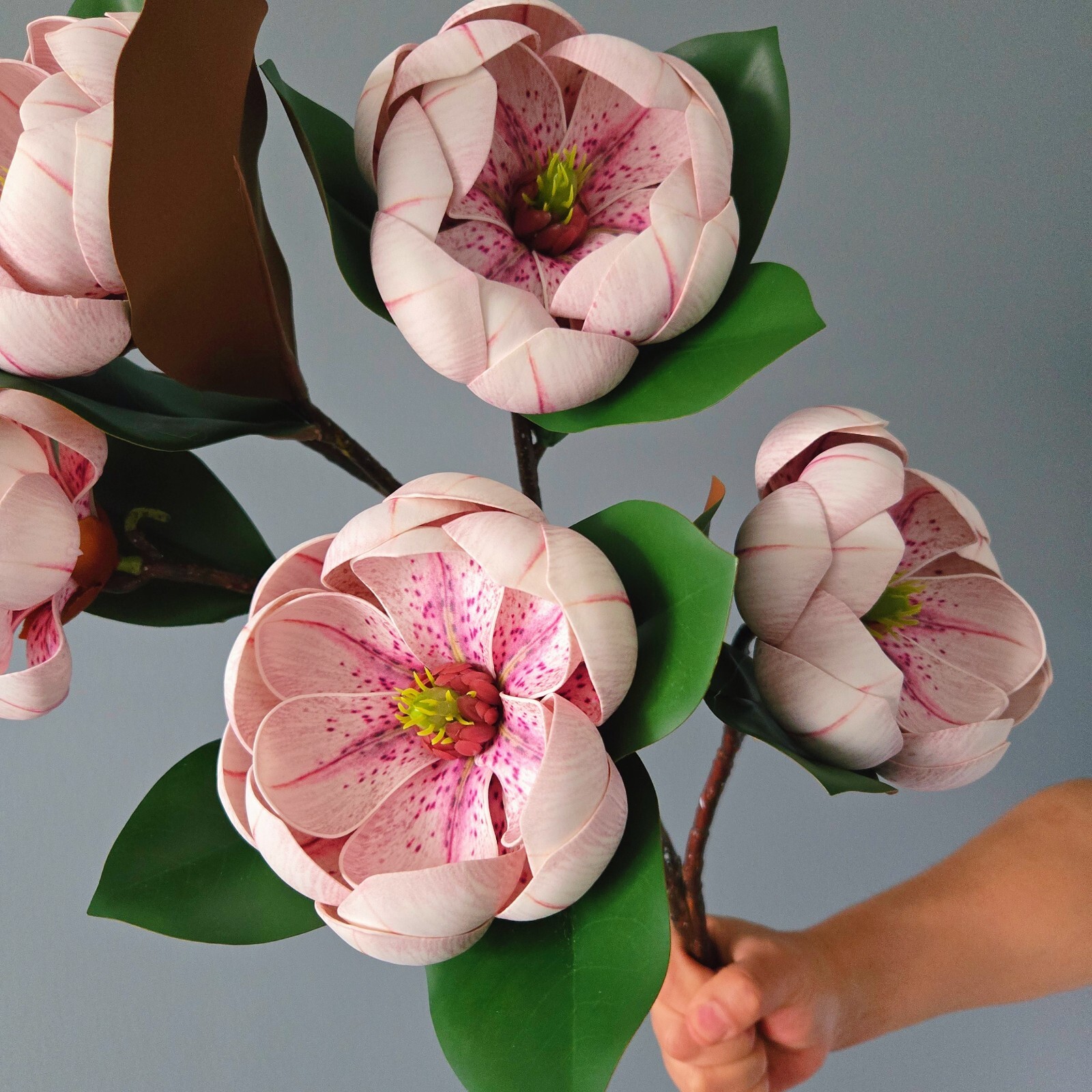 3PC artificial Lotus flowers- each with 3 large blooms lifelike elegant décor