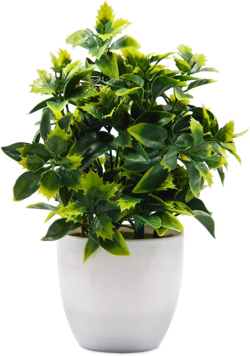 Artificial Plastic Mini Plants in White Pot,Desk Plant Artificial Flowers with V