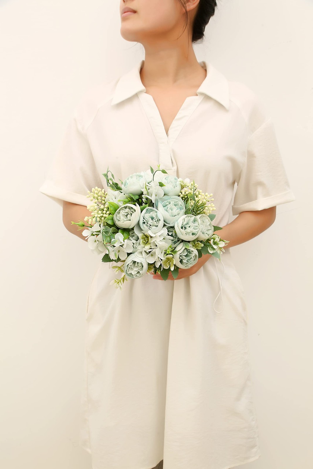 Artificial Flowers Fake Peony Silk Mini Plastic Bridal Flowers for DIY Weddin…