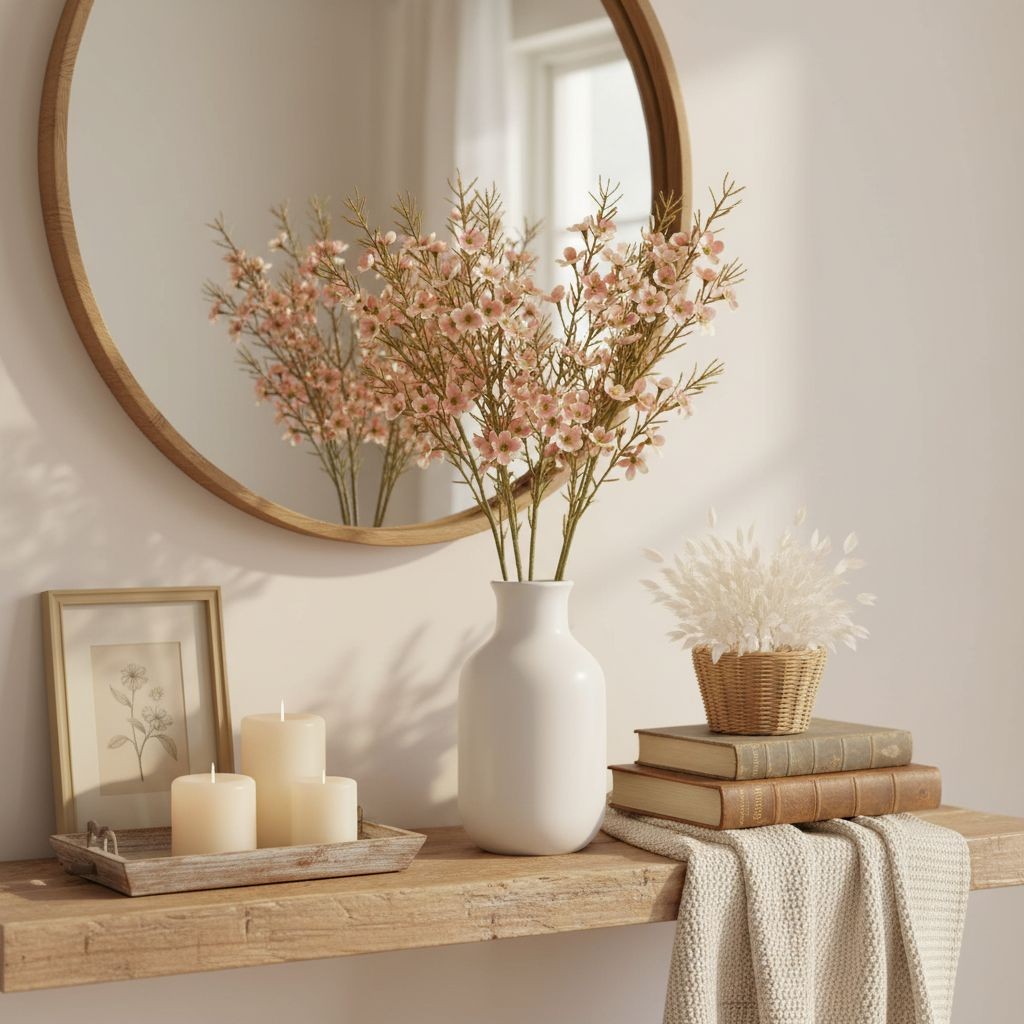 Blush Pink Dogwood Stems Two Tone Wax Flower Faux Floral Pink White Tips Wedding