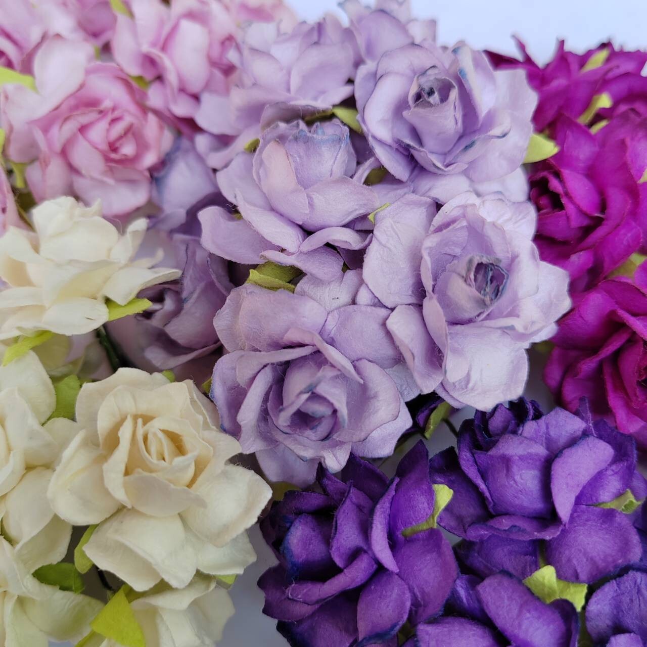 50 Mix Purple Tone Artificial Flowers Rose Flower Paper Flower size 30-35 mm