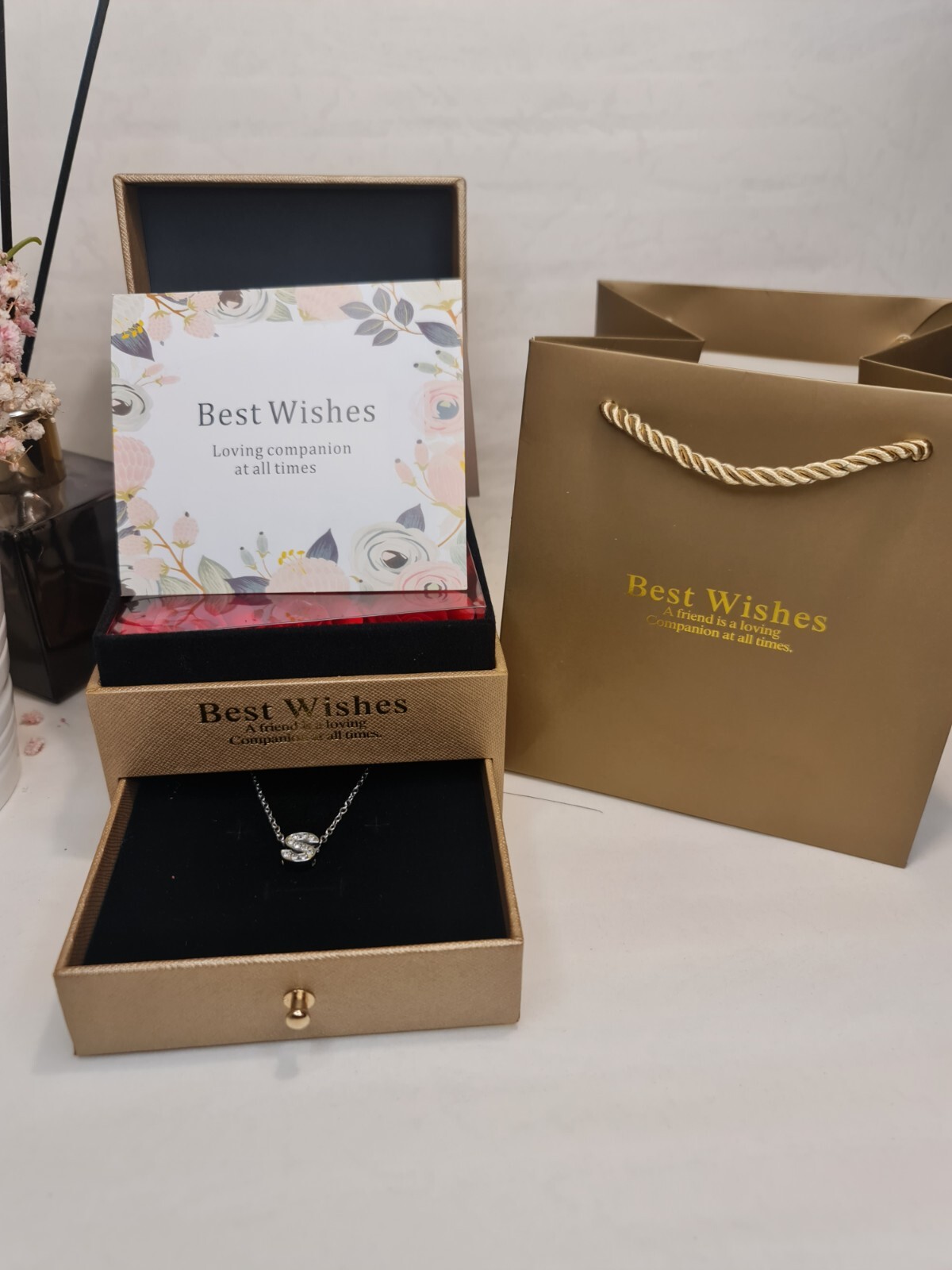 Soap Rose Flower Valentine’s Day Personalised Gift Box Handmade with Necklace