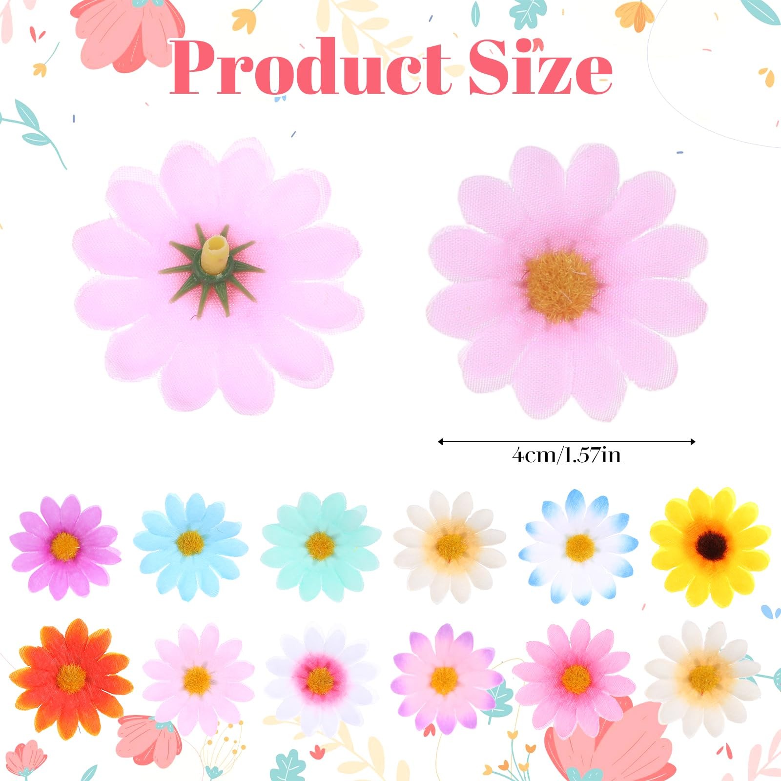 150PCS Fake Flower Heads 1.57in Daisy Flowers Heads