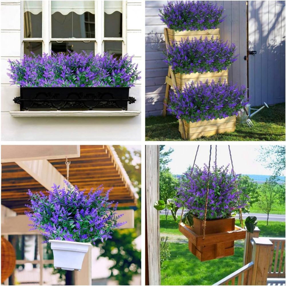 8 Bundles Artificial Flowers Fake Plants Outdoor Yard Garden Wedding Home Decor