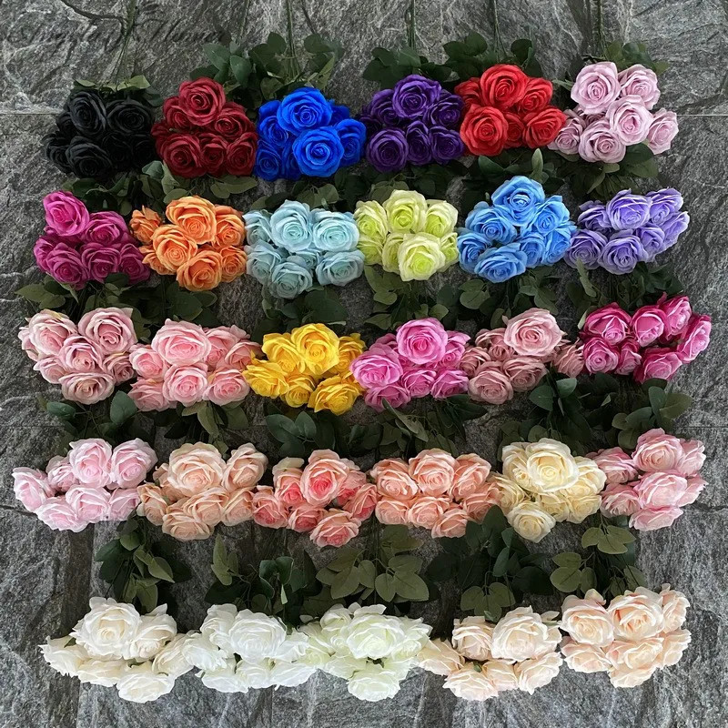 7 Heads Silk Rose Bouquet Artificial Flowers DIY Wedding Home Table Vase Decor