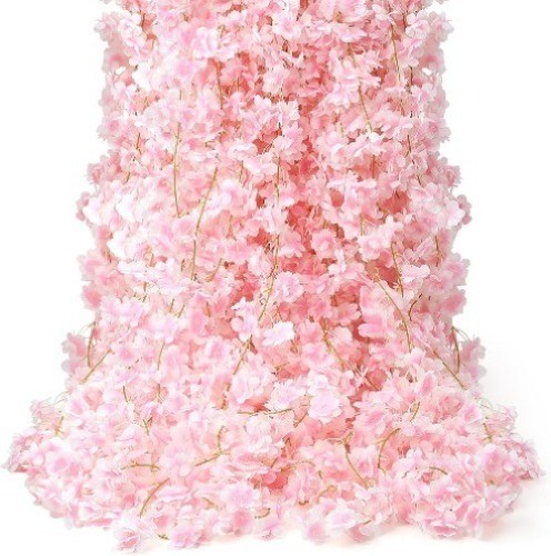 6PC 35.4FT Cherry Blossom Flowers Garland Spring Decoration Artificial Pink