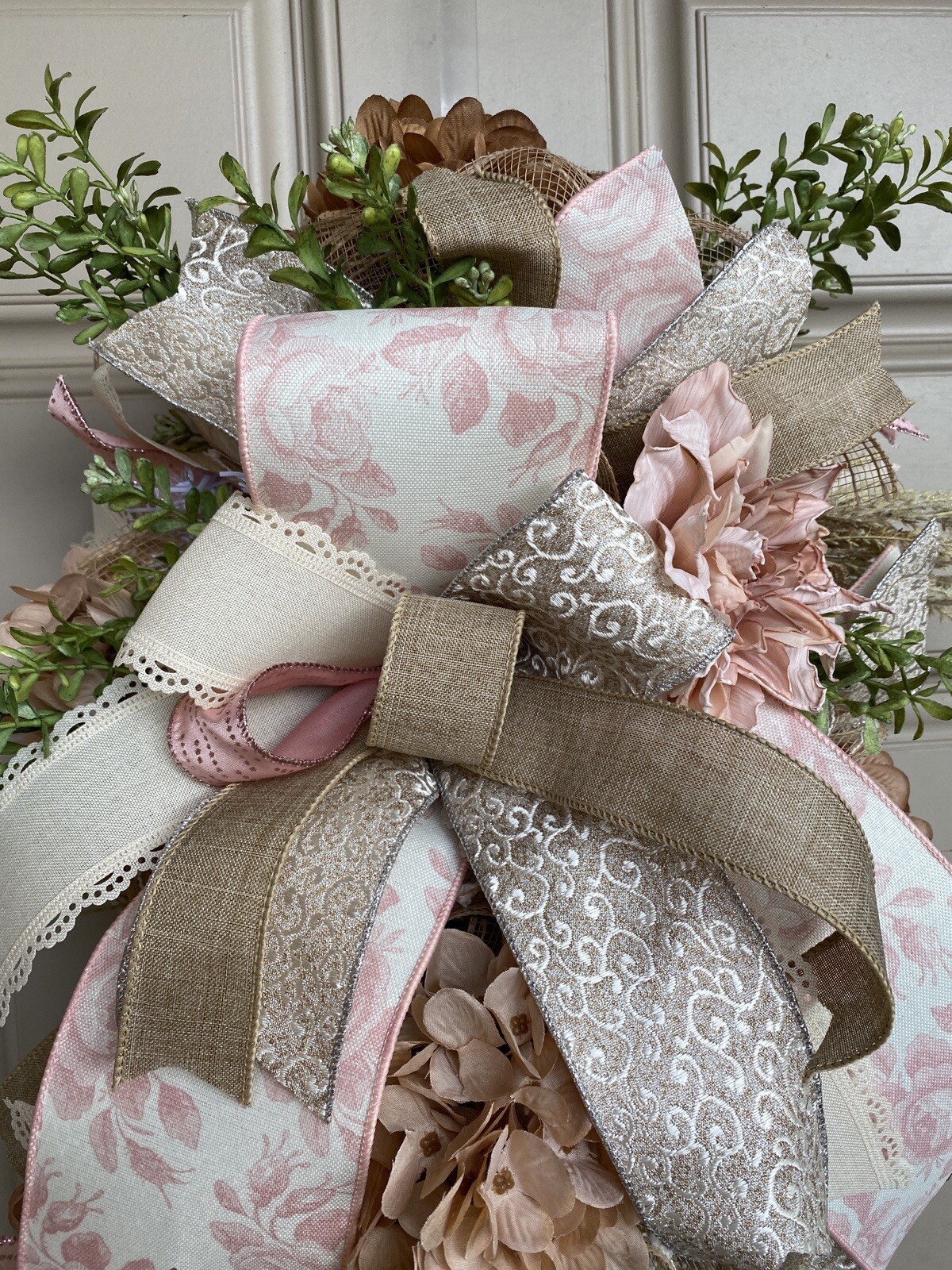 Boho Champaign Floral Wedding Flowers/ Rustic Farmhouse Swag Baby Shower Gift