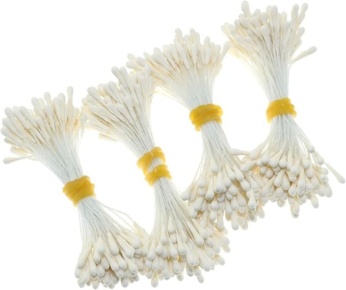 Artificial Pearlized Floral Stamen 400 PCS Matte Milky White Flower Making