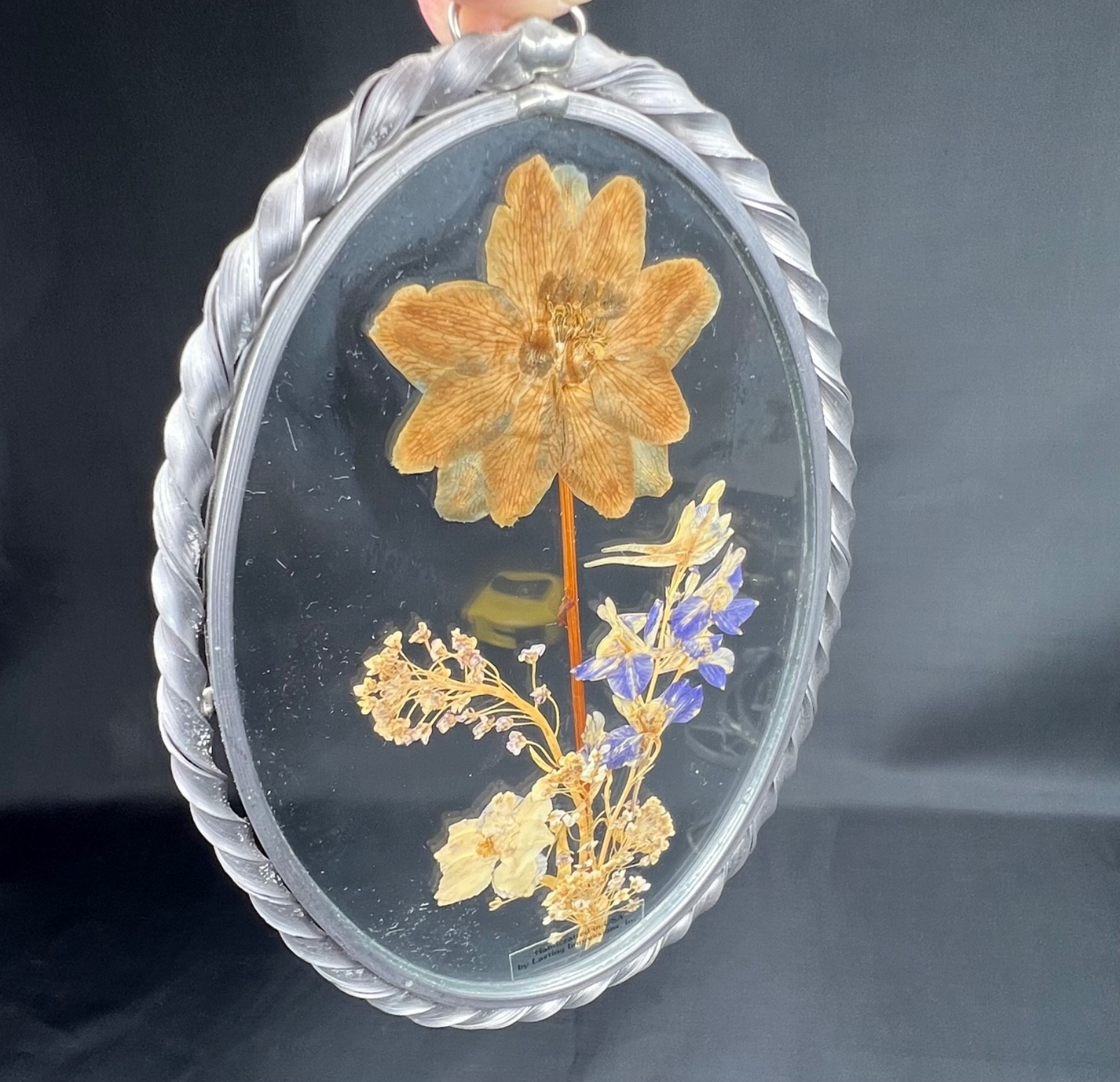 Vintage Lasting Impressions Real Dried Pressed Flowers In Glass Metal Frames (2)