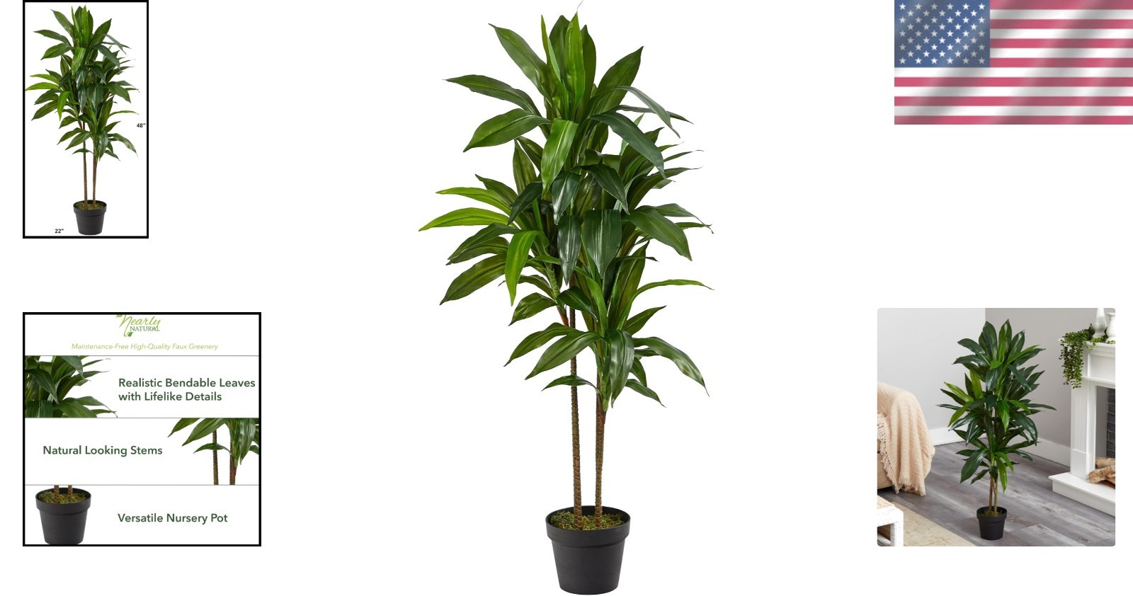 Lifelike 48in Dracaena Silk Plant for Elegant Home Decor – Bendable Branches